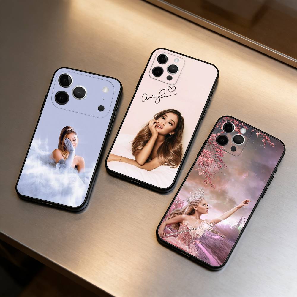 Singer A-Ariana G-Grande Soft Silicone Black Cover,Phone Case For iPhone 17,16,15,14,13,12,11 Plus,Pro Max,XS