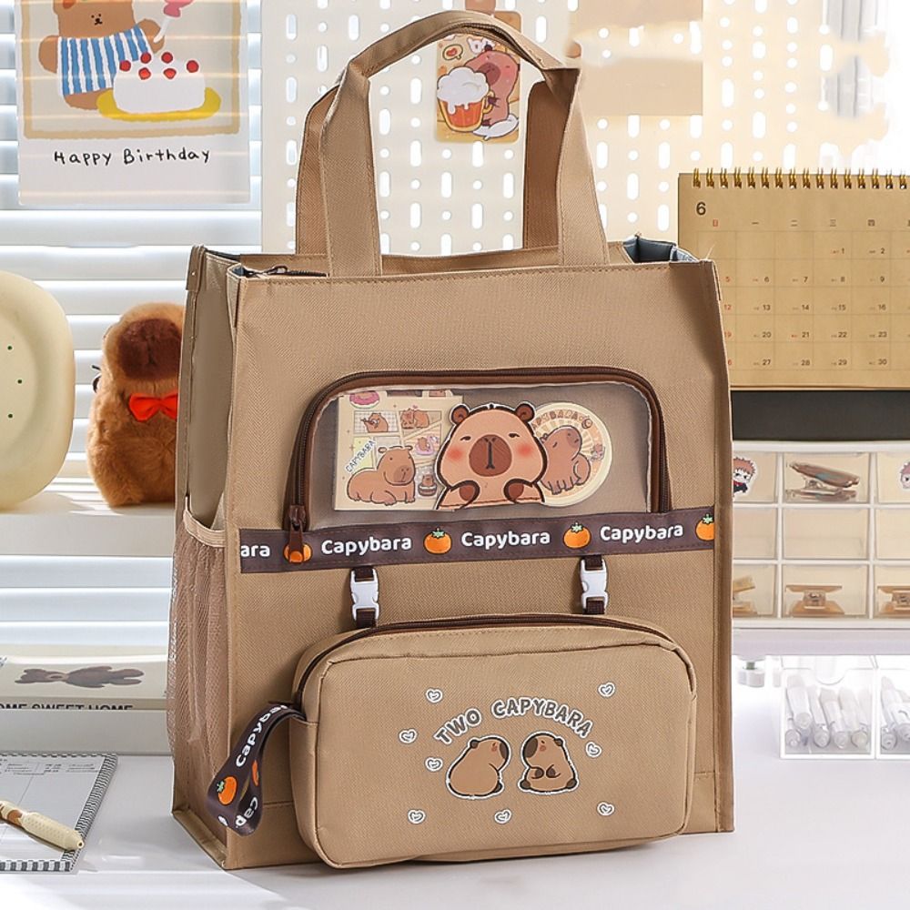 

Large Capacity Canvas Tote Bags Lightweight Student Book Shoulder Bag Capybara Handbags Student style 2