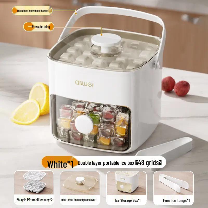 Mold Storage Refrigerator Ice Tray with Lid - Large Capacity, Food-Grade, Press-to-Release for Homemade Ice Cubes
