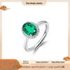Women's 925 Sterling Silver Open Ring with Cultured Emerald - Elegant Daily Gift