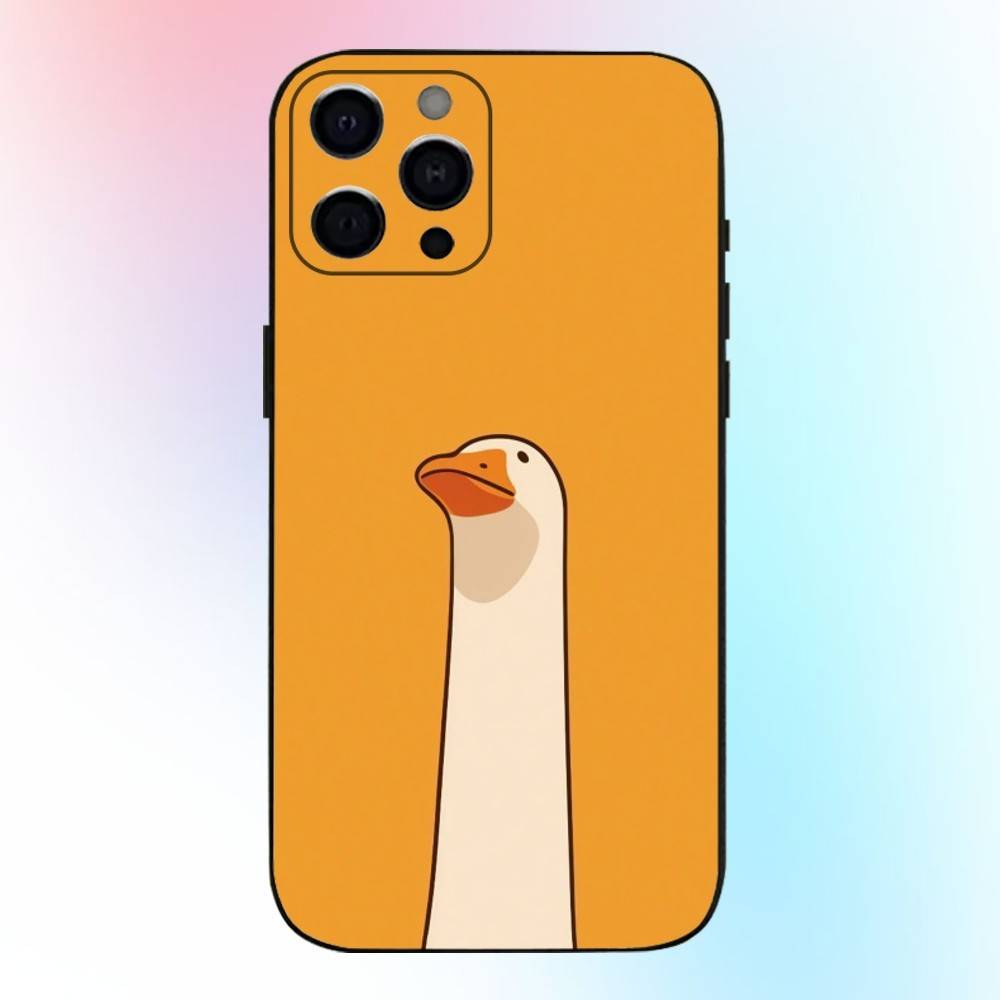 Cute Cartoon Duck Phone Case For iPhone17,16,15,14,13,12,11 Plus,Pro Max Soft Black Cover