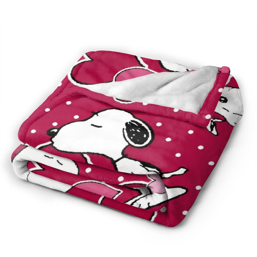 Snoopys Heart Love Flannel Throw Blankets Cartoon Blanket for Bed Travel Super Soft Bedspread,