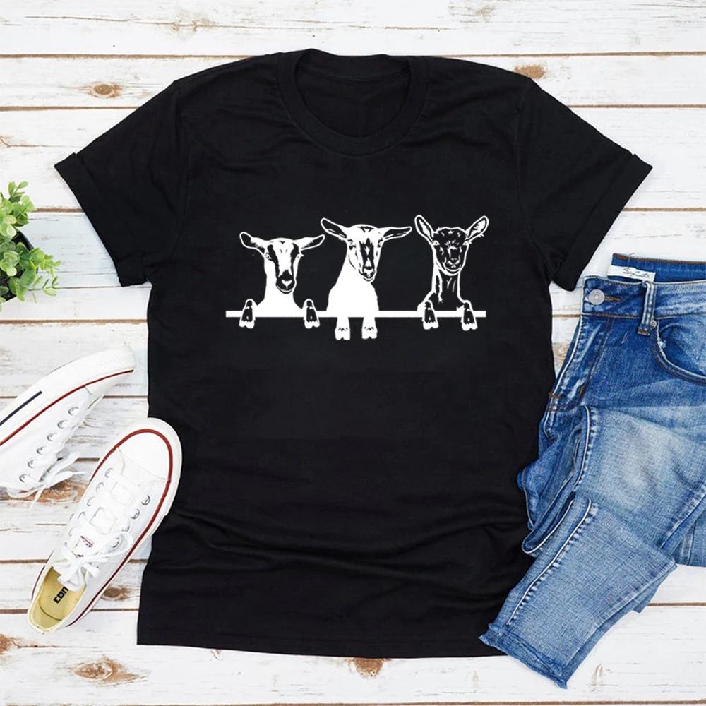 

Goat Print Tshirt Fun Farm Animal Print Shirt Farm Clothing Women Clothing Fashion Summer Streetwear Graphic T Shirts Y2K Top S