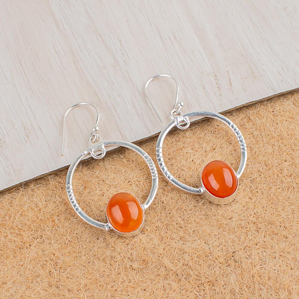 

Carnelian Gemstone 925 Sterling Silver Handmade Earrings 1.37 Women Jewelry EE-67-24