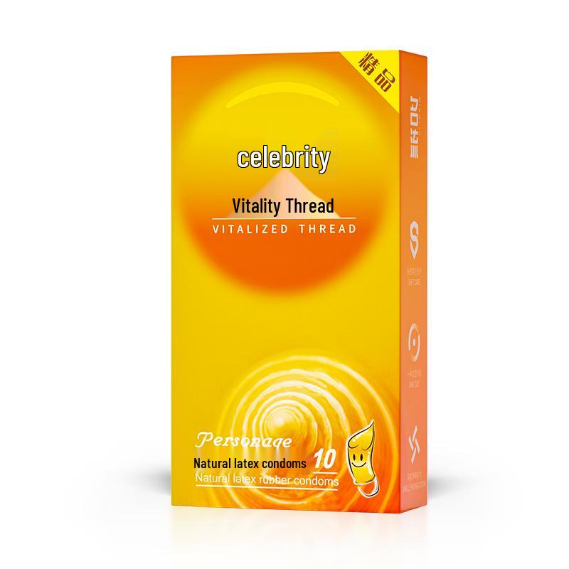 Celebrity Ultra-Thin Dynamic Threaded Condoms: Smooth, Liquid Lubricated, 0.02mm for Stylish, Enhanced Experience.