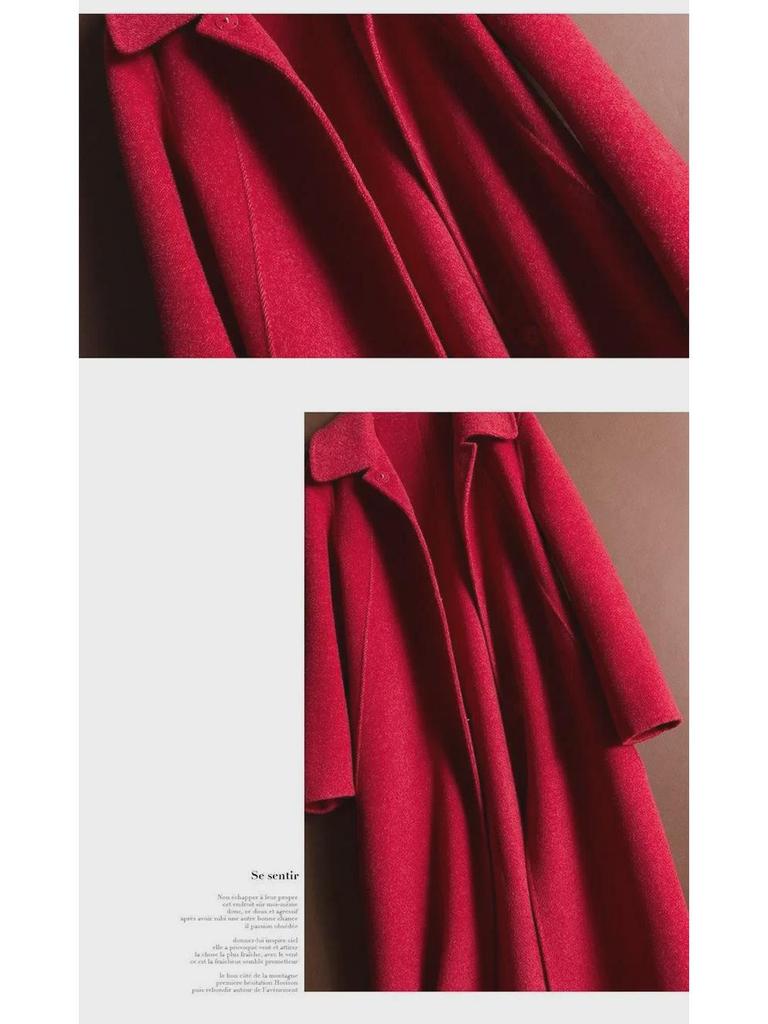 Women's Korean Style Woolen Coat - Autumn/Winter Doll Collar Mid-Length Jacket