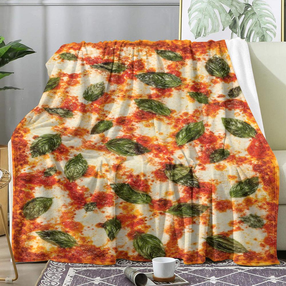 Pepperoni Pizza Throw Soft Flannel Throw Summer AC Blanket Lightweight Cool Nap Blanket for Sofa Bed Couch Travel