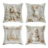 4Pcs Christmas Throw Pillow Cover White Santa Claus Snowman Xmas Tree Reindeer Cushion Cover Xmas Decorative Pillow Cover for Home Sofa Bed Couch