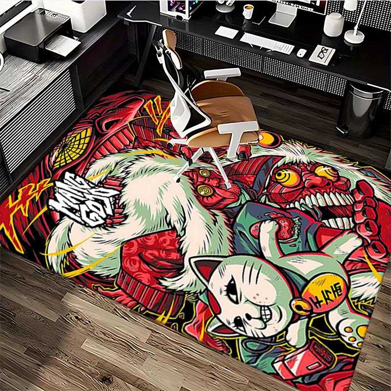 1pc Anime Cat and Demon Chair Mat - Mang God Office Rug with Cartoon Design, Suitable for Home Decor, Gaming Room, Seasonal Gift.U070