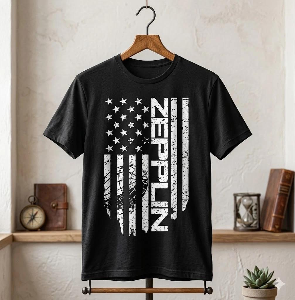 Unisex Adult Retro Music Retro Zeppelin Airship T-Shirt 70s 80s Dir... XL