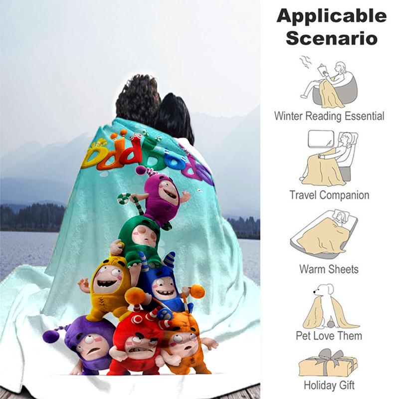 1pz Coperta Stampa Oddbods, Coperta Leggera per Divano, Letto - Morbida e Calda, Regalo per Tutte le Stagioni come Natale, Halloween