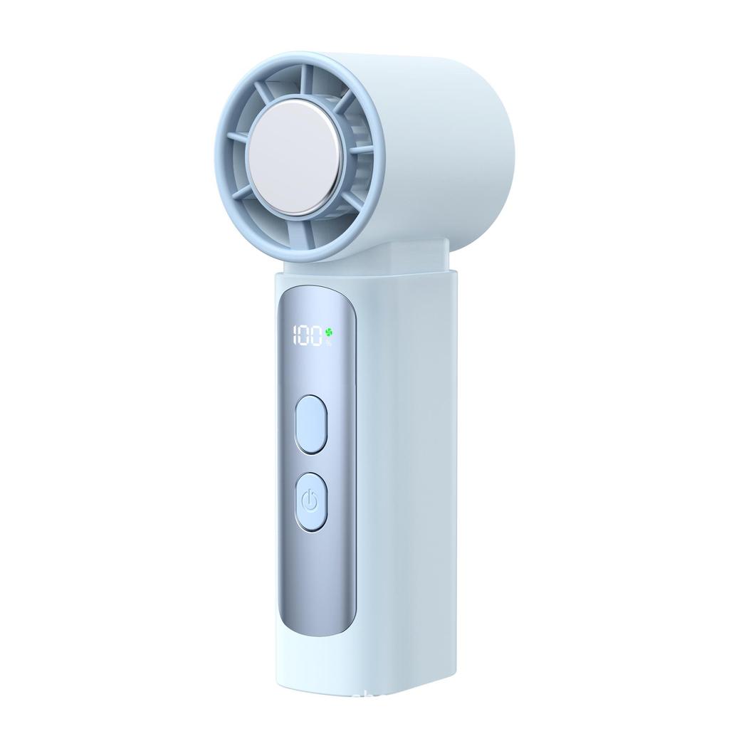 2026 Rechargeable Mini Handheld Fan: Ice Pack Cooling, Digital Display, High-Speed Turbine, Portable & Brushless.