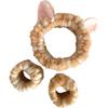 1set Elastic Women Shower Hairband & Wristband Cute Kitten Plush Face Wash Hairband Home Makeup Headband Wristband