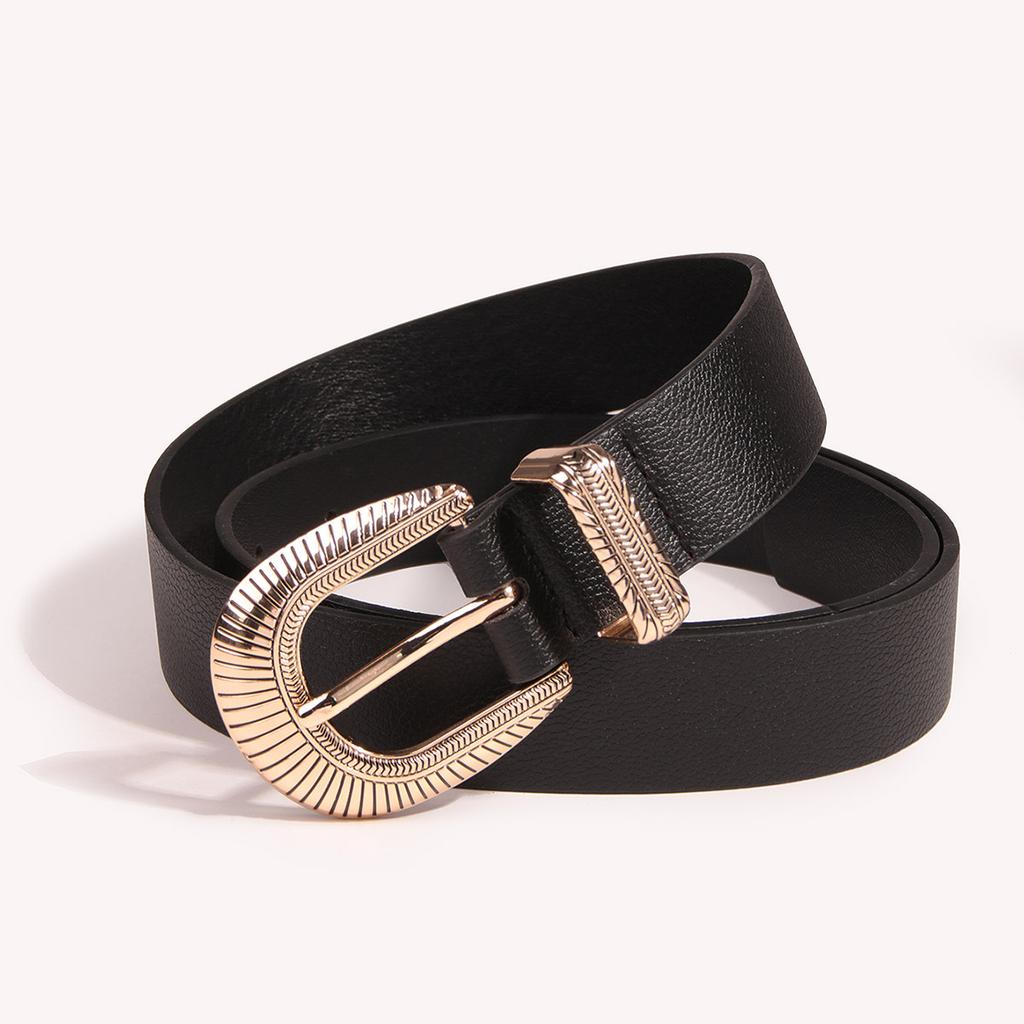 New Women's Gold Smear Two Carved European and American Instagram-style Street Style Belts