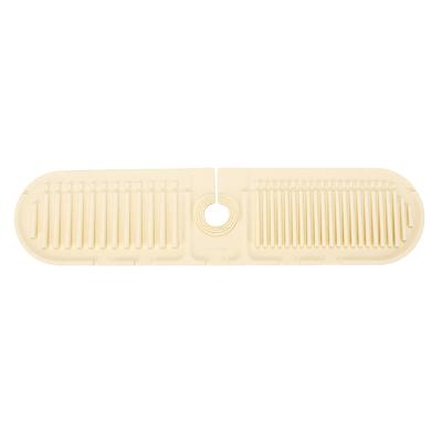 Faucet Mat for Kitchen Sink Slope Fast Self Draining Sink Water Splash Guard Behind Faucet Draining Mat Silicone Beige