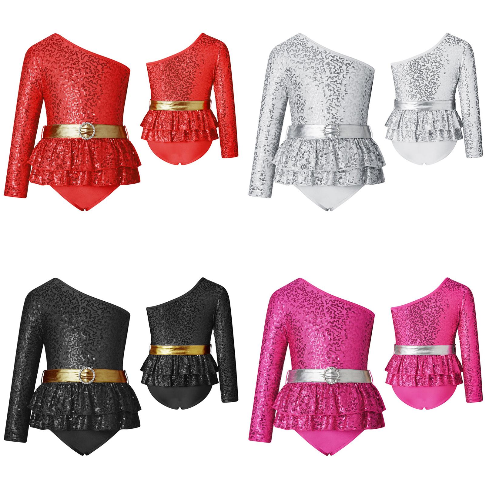 

Балетне трико для дівчаток, фігурне катання, художня гімнастика, боді з блискітками, танцювальний одяг 5-6 Years срібний