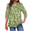 Women's Casual Loose Printed Round Neck Top With Three Quarter Sleeves T Shirt Top