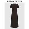 UR Damen Sommer 2026 Kurzarm Texturiertes Figurbetontes Langes Kleid UWH760060
