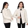 Retro literary stand-up collar buckle light thin down cotton jacket plus size women's loose thickened short cotton jacket