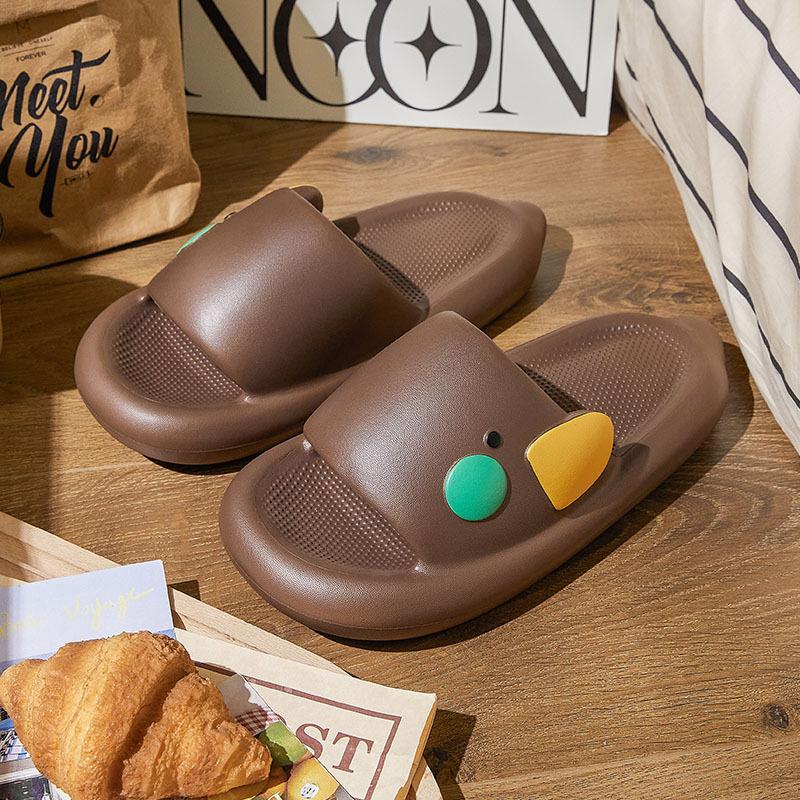 

Fashion Women Indoor Bathroom Slippers 2025 Summer New Cute Cartoon Duck Soft EVA Anti-slip Couples Outdoor Home Shower Beach Slides 44-45 коричневый