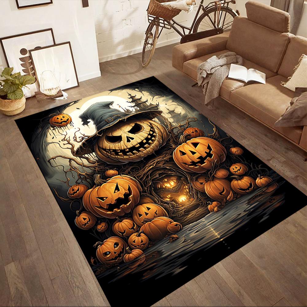 Sugar Skull Pumpkin Art Floor Mats for Living Room, Bedroom and Room Decoration Are Suitable for Gifts.