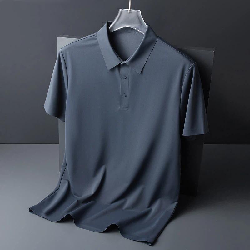 

Men s Striped Polo Shirt Short Sleeve Casual Breathable Business Top M темно-серого