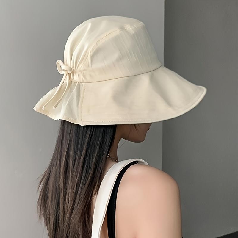 Damen-Sonnenhut mit breiter Krempe, leicht, faltbar, mit Schleife, für Strandurlaub, Outdoor-Reisen