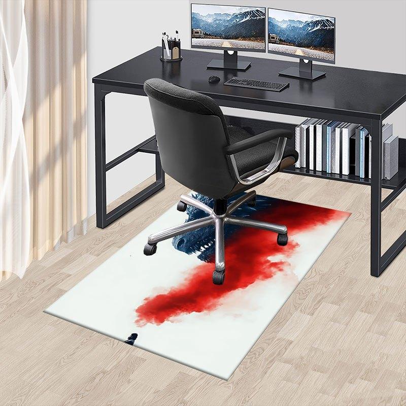 1pc Fire and Blood Office Carpet Chair Mats, Home Decor Mat Fantasy Theme Mat Durable Mat, Dragon Decor,Suitable for Fantasy Theme Lovers