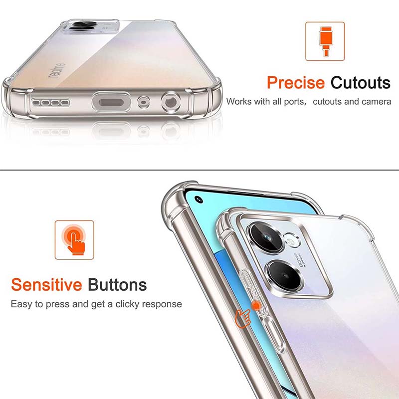 Clear Case For Realme 10 4G Realme 10 Pro Plus Thick Shockproof Soft Silicone Phone Cover for Realme 9 4G Realme 9 Pro Plus