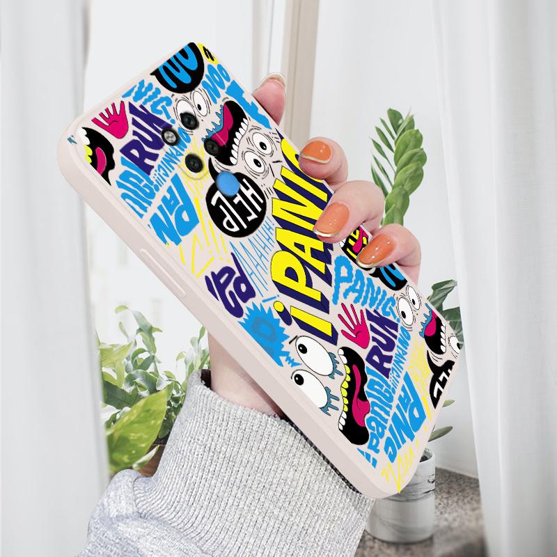 

Чехол для телефона с мультяшным красочным узором, квадратный, жидкий, силикон, TPU, полное покрытие, противоударный, защитный чехол для камеры Huawei Honor Vivo Vivo V27E белый