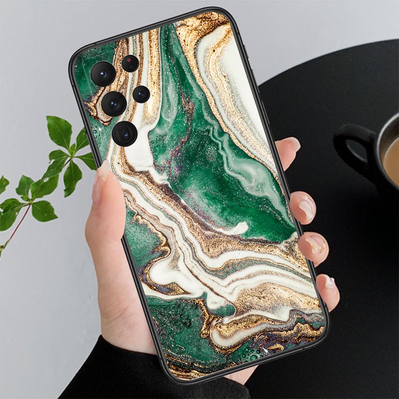 Grün-Gold-Marmor Handyhülle Für Samsung A52S A21S A33 A23 A35 A55 A14 A32 A52 A53 A54 A51 A71 A15