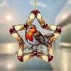 1 Stück Lebendiger Rotkehlchen Vogel Gartenlichtfänger - Fensterhänge Dekoration mit Hanfschlaufe, Ideal für Wohnzimmer und Innenhof