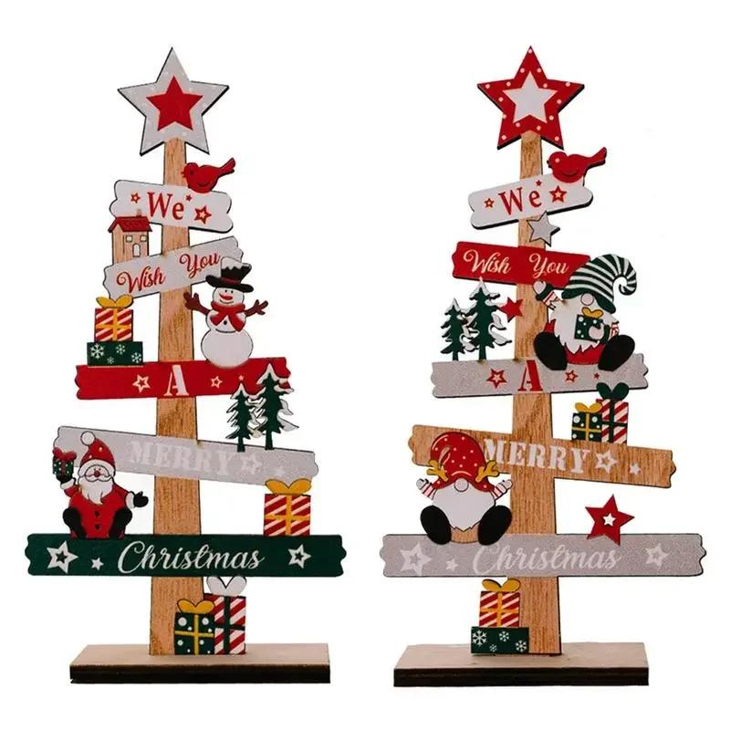 2025 New Years Party Gifts Desktop Christmas Tree Santa Claus DIY Decoration Wooden Christmas Signs Plaque Xmas Decoration