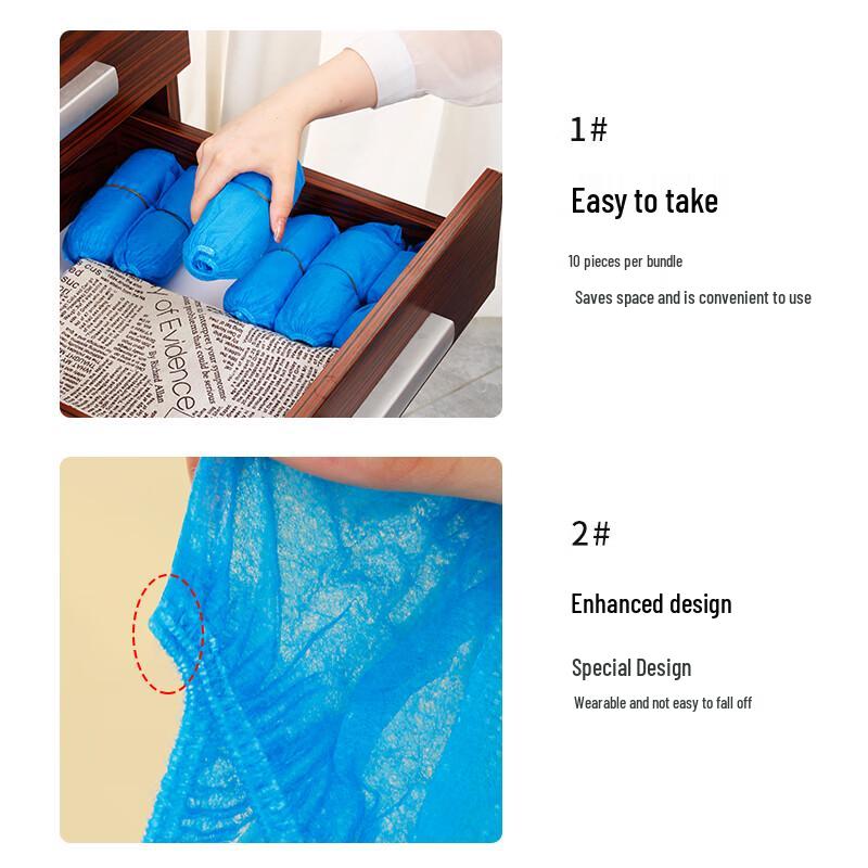 YOUAO 100-Pack Disposable Non-Woven Shoe Covers