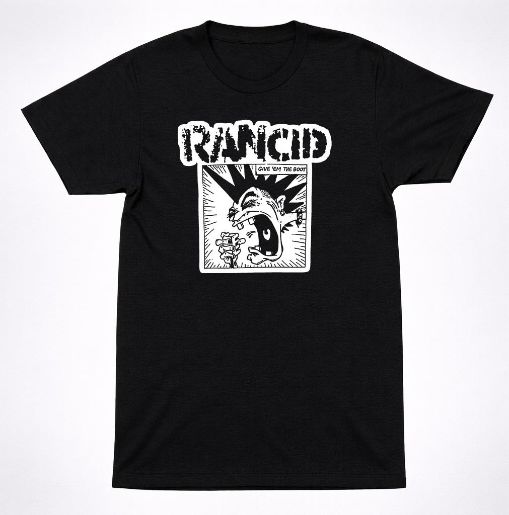 Rancid Give em the Boot Logo Black T-Shirt Punk Rock Band Graphic Tee S разноцветный