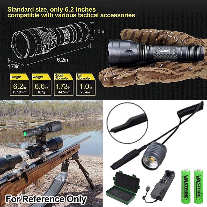 Green/Red Light LED Hunting Flashlight Tactical Zoomable Flashlight Torch 1 Mode Professional Handheld Lamp 20-35mm Rifle Mount