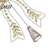 Indoor Festive Window Ornament Iron Bow Christmas Tree Topper, Gold Rhinestone Hollow-Cut Metal Light Luxury Holiday Party Decor with Spiral