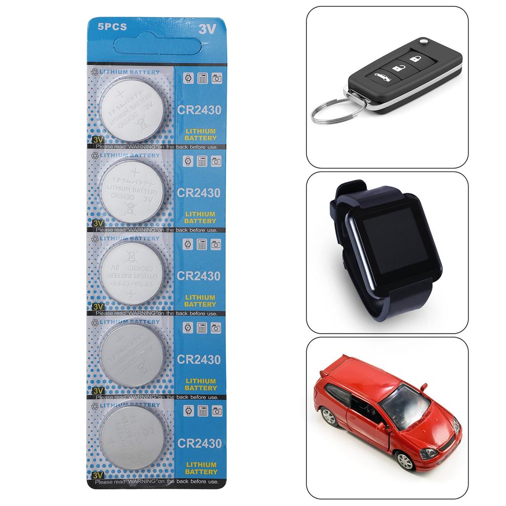 5Pieces CR2430 3V Button Cell Lithium Batteries for Car Remotes and Smart Devices