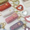 Compact Leather Lipstick Organizer Keychain: Elegant Mini Bag Pendant Accessory