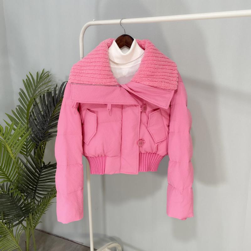 

Новая хлопковая одежда для женщин, Зимняя короткая куртка в корейском стиле, Свободная маленькая куртка, Утепленная хлопком, Дизайн с утолщением L розовый
