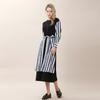 Bunderghost Color-Blocked Overskirt Long Dress (Striped)