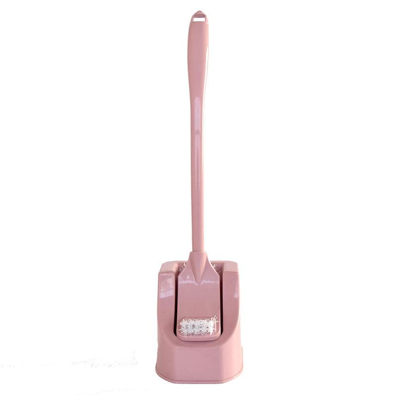 Household Items Toilet Brush Set Soft Hair Toilet Brush With Base Toilet Brush Long Handle Cleaning Brush pink