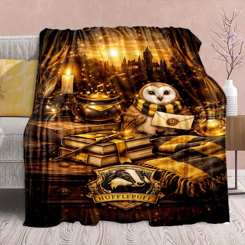 Harry Potter Magic Owl Flannel Blanket - Soft Warm Perfect for Sofa, Bedding Camping Travel Office Home Decor -QJY
