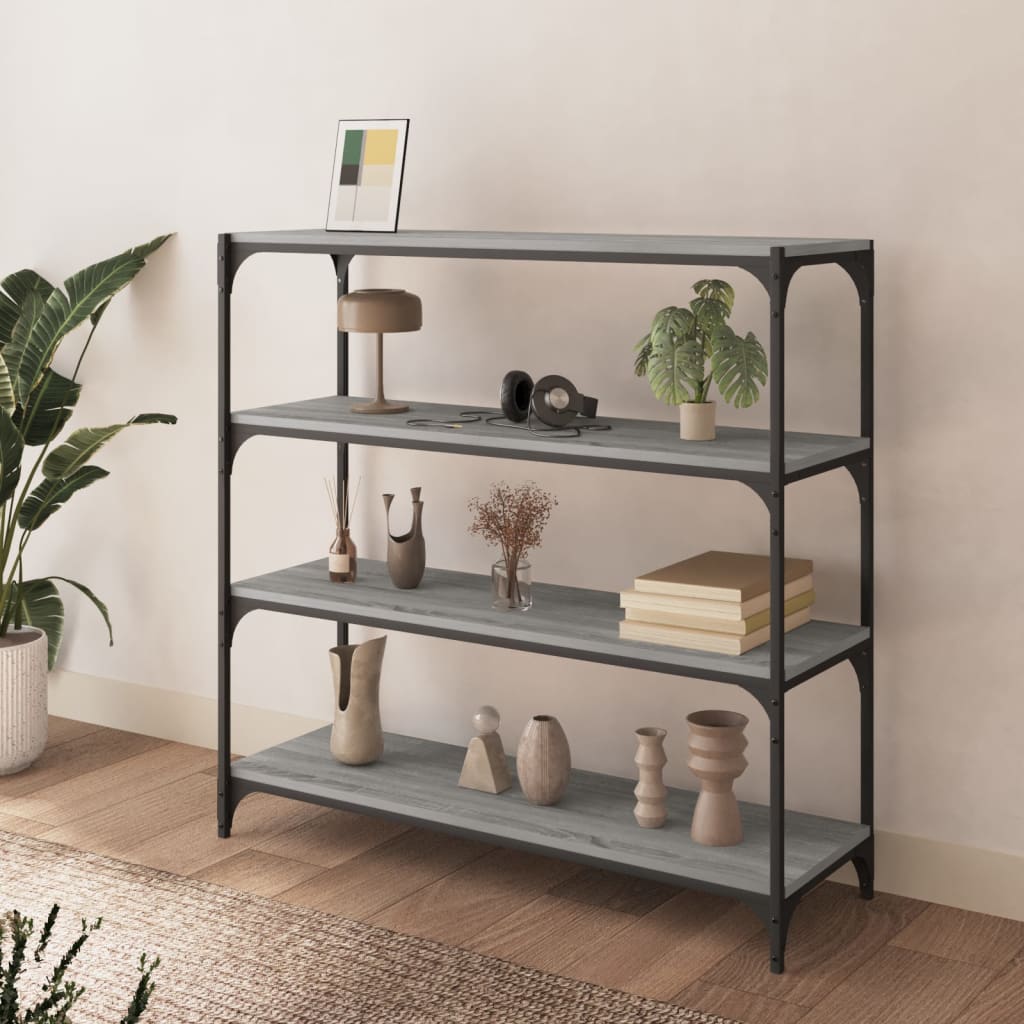 Bookshelf Gray Sonoma 100 x 33 x 100 cm Engineered Wood and Steel