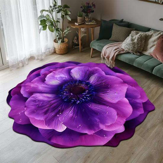3D Flower Bathroom Rug Anti-Slip Absorbent Floor Mat Realistic Flower Area Rug for Entrance
