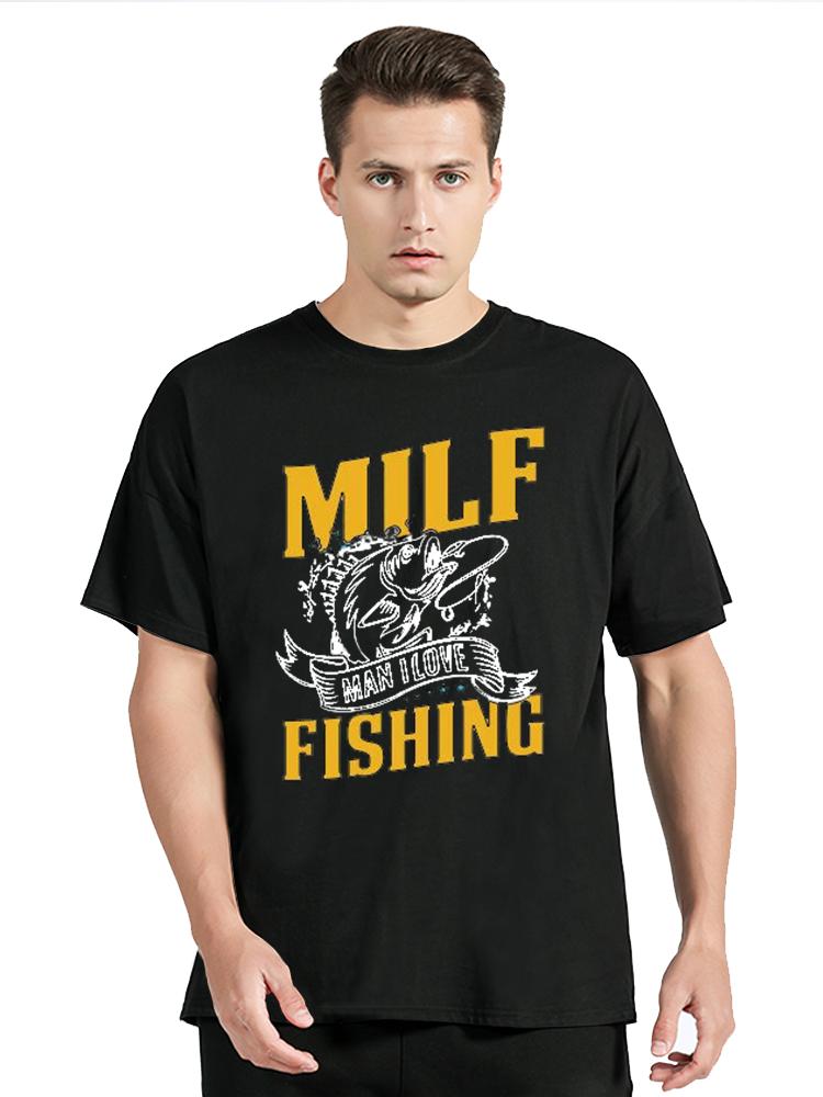 

Funny MILF Man I Love Fishing Printing Fitness Tshirt Cotton Tops Tees Mens Clothes Oversized Unisex Tshirt Streetwear Tshirt S разноцветный