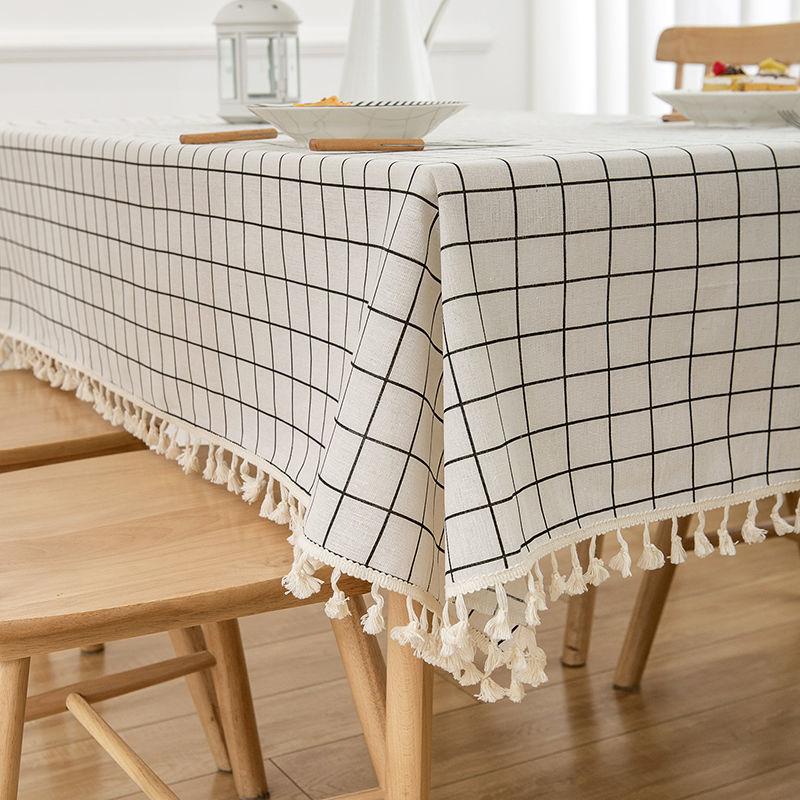 Nordic Cotton Linen Tablecloth Soft Comfortable Durable Waterproof Heat Insulation Square Tassel Trendy Fresh Dining Table Cloth