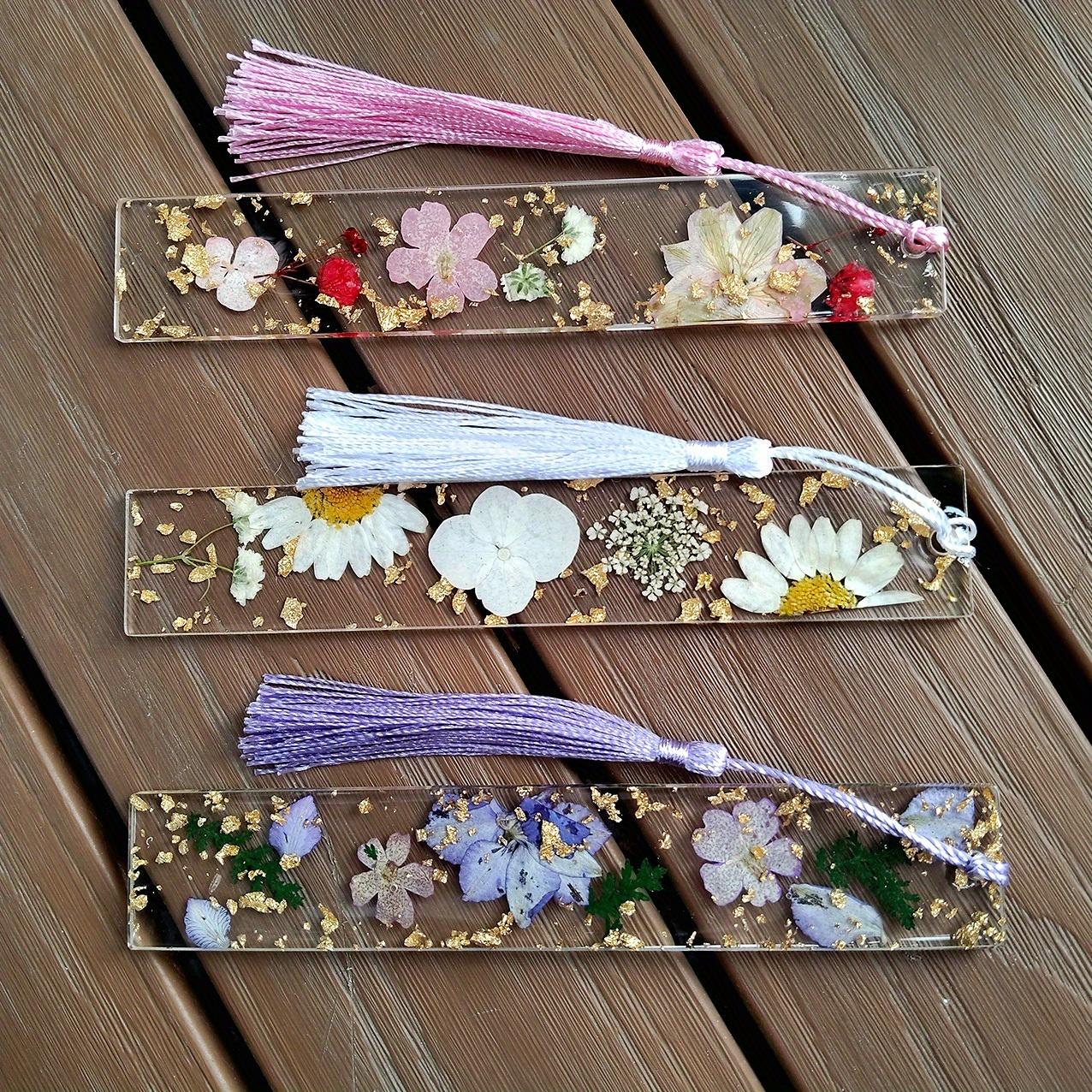 Ouyaohong Women's Purple Elegant Floral Bookmarks With Tassels - Durable Resin Bookmarks For Perfect For Reading, Gift For Book Lovers