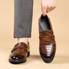 Leather shoes men's fashion casual beanie shoes crocodile pattern men's British pointed head large size 48