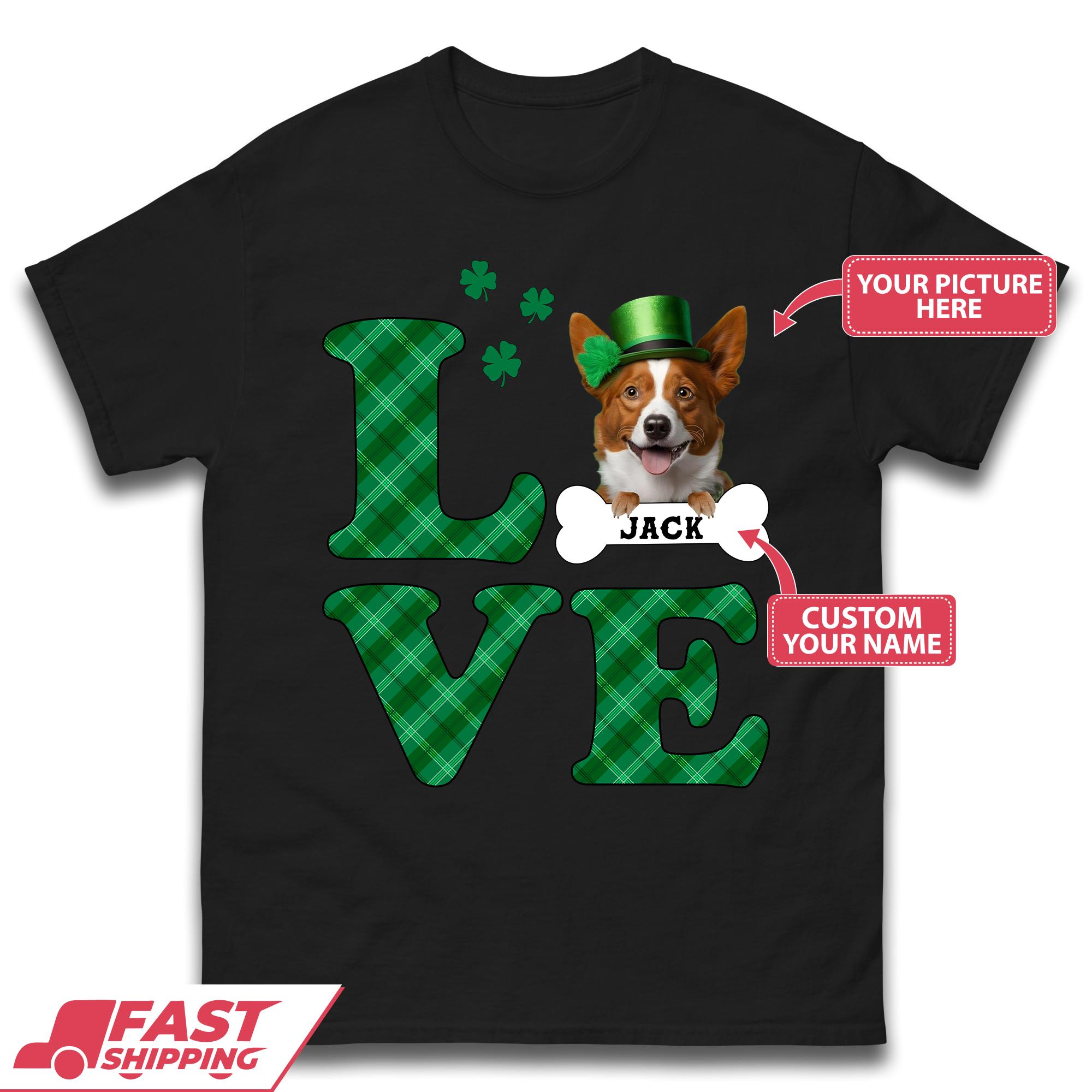 Personalised Love St. Patrick s Dog Mens T-Shirt Womens Tops Tees S